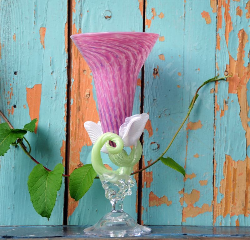 Kunstglass - Sommerfugl rosa