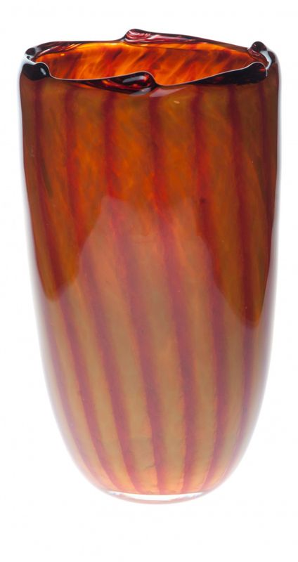 Kunstglass - vase rustrød