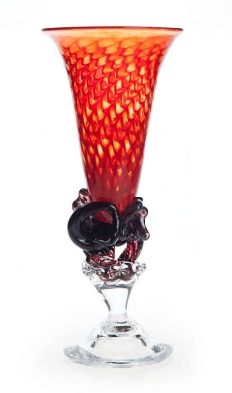 Kunstglass - blomstring rød