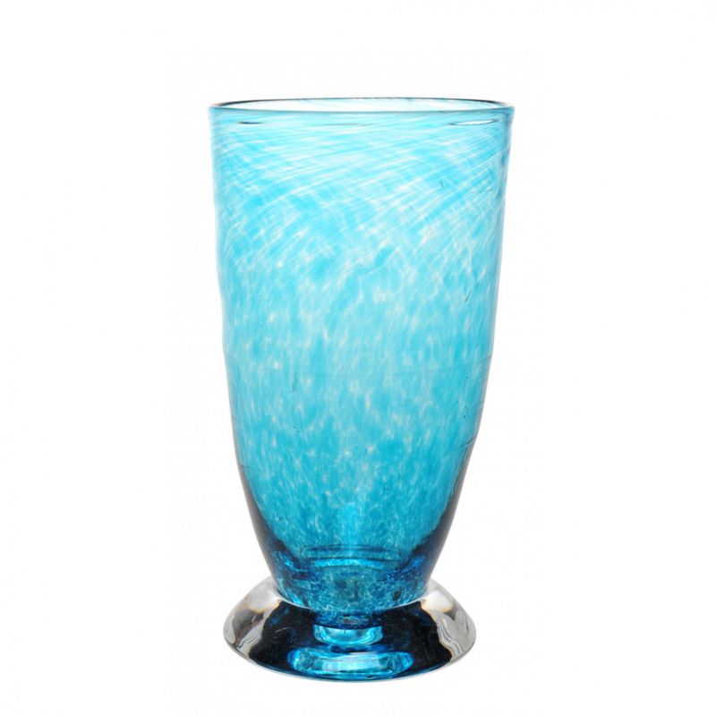 Kunstglass - Lilje hverdagsglass turkis