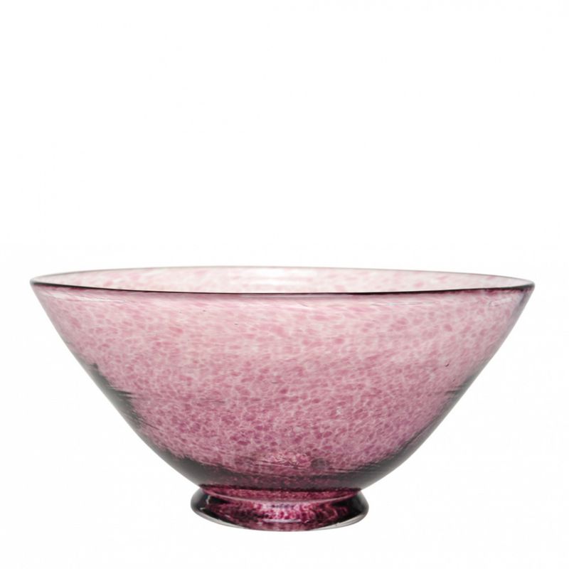 Kunstglass - Lilje skål medium rosa 