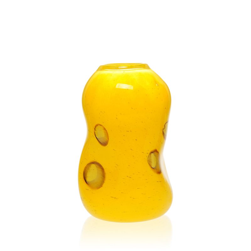 Kunstglass - Cirkus vase medium gul