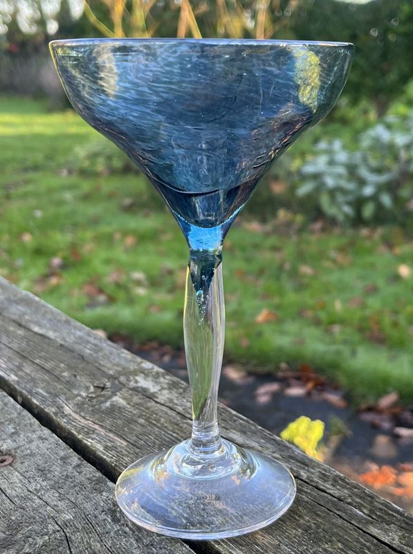 Kunstglass- Rustikk boble, hav blå