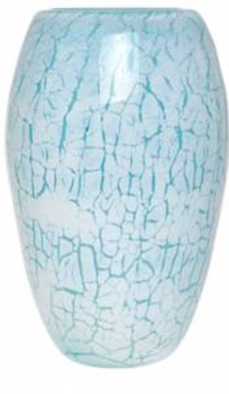 Kunstglass - marmor vase turkis